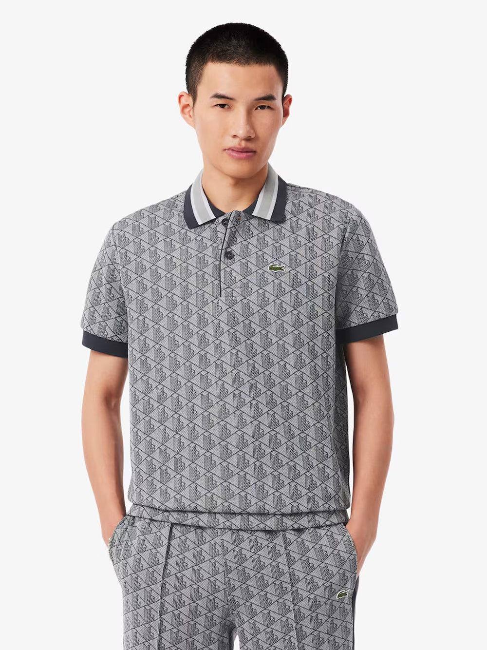 LACOSTE POLO MONOGRAM DH1417 00 41 GRIGIA