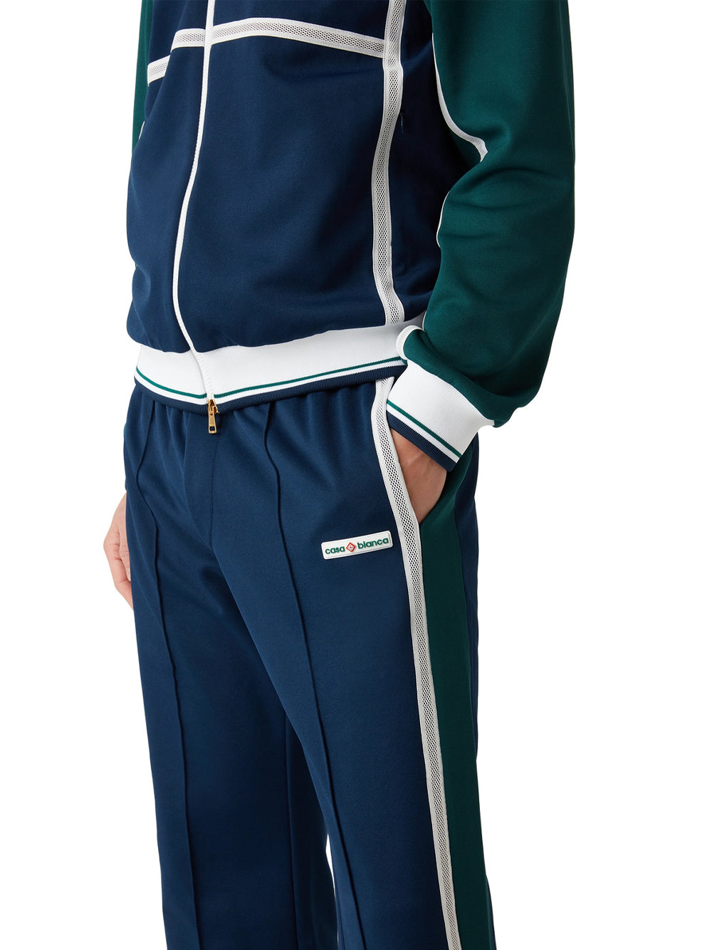 CASABLANCA MESH TAPE TRACK JACKET AND PANTS NAVY