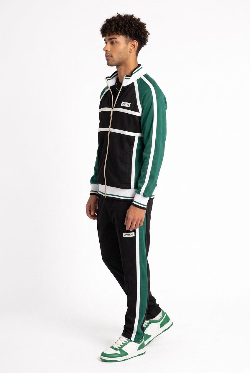 CASABLANCA MESH TAPE TRACK JACKET AND PANTS BLACK