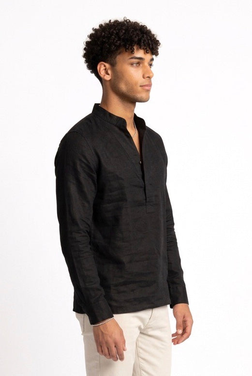 SEINSE CAMICIA DI LINO CE1124SS NERA