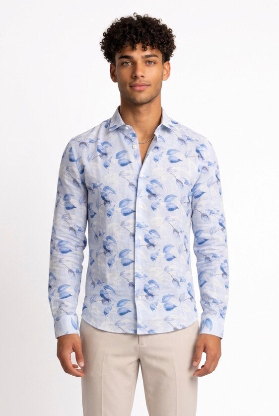 SEINSE CAMICIA DI LINO CE1106SS AZZURRA