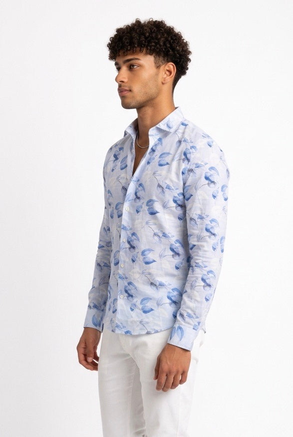 SEINSE CAMICIA DI LINO CE1106SS AZZURRA
