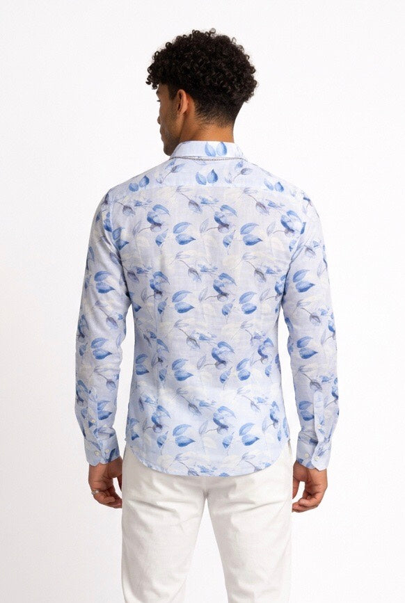 SEINSE CAMICIA DI LINO CE1106SS AZZURRA