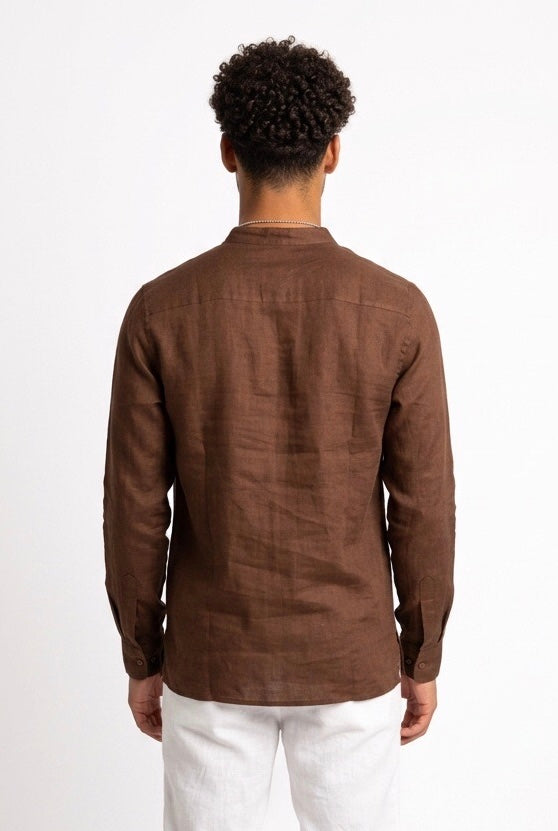 SEINSE CAMICIA DI LINO CE1124SS MARRONE