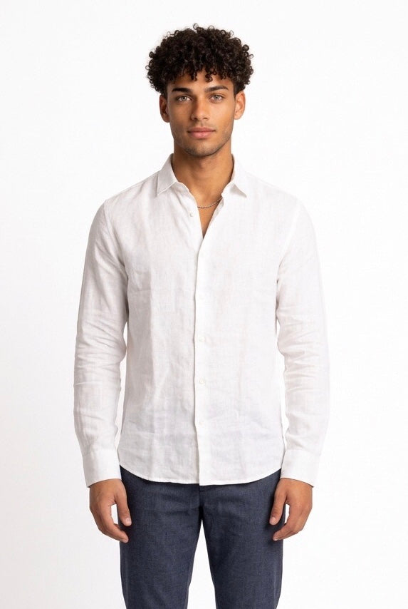 SEINSE CAMICIA DI LINO CE1081SS BIANCA