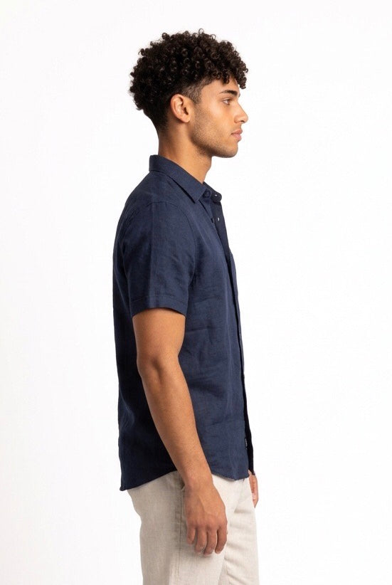 SEINSE CAMICIA DI LINO CE1083SS BLU