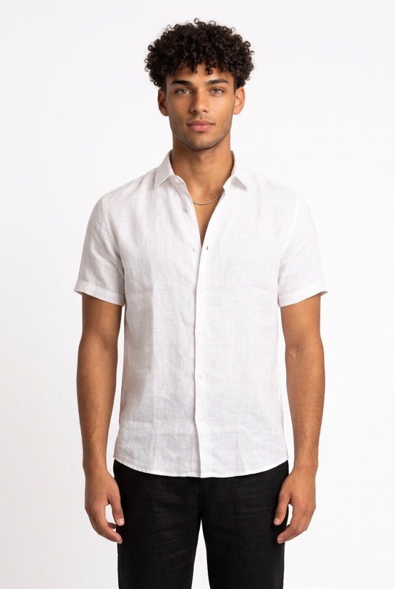 SEINSE CAMICIA DI LINO CE1083SS BIANCA