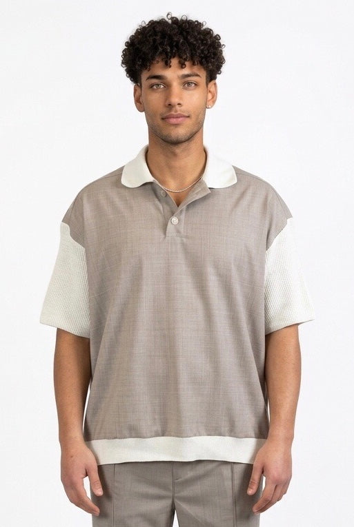 DARK LABEL POLO IN LANA DRKM852 BEIGE