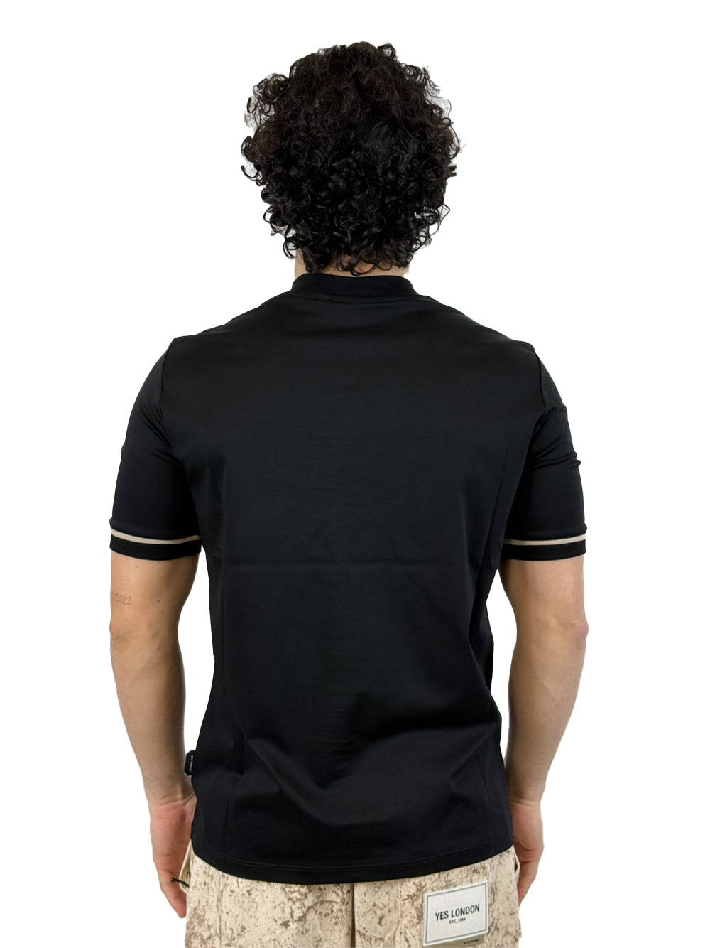 YES LONDON T SHIRT FASCETTA MANICA XM4292 NERA