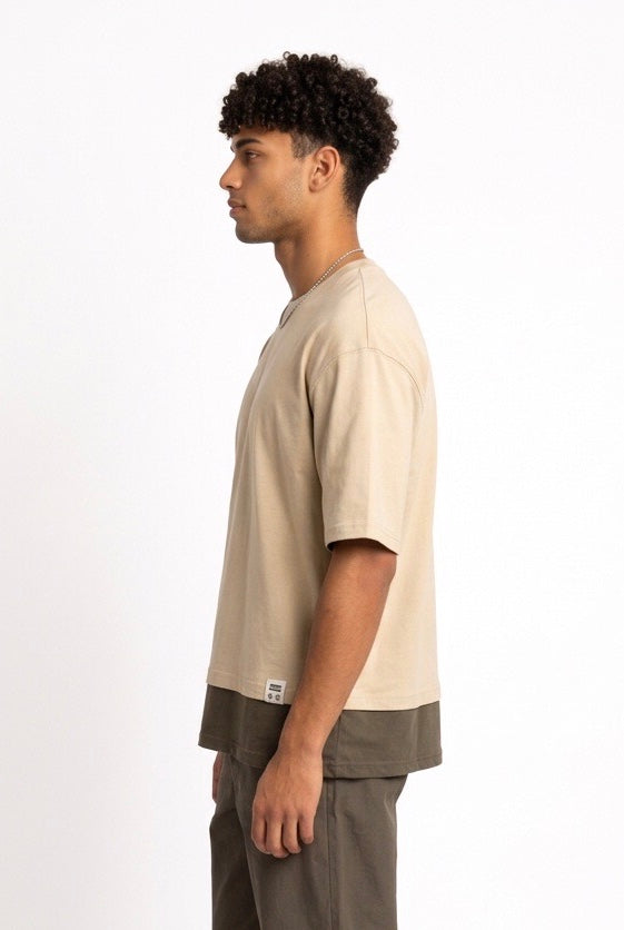 DARK LABEL T SHIRT DRKM839 BEIGE/PIOMBO