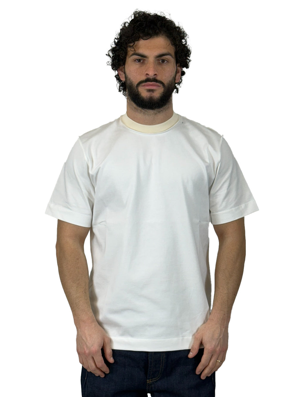 YES LONDON T SHIRT TAGLIO ROVESCIO XM4271 BIANCA