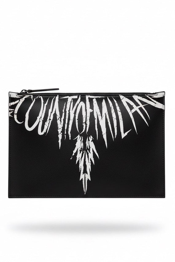 COUNTY OF MILAN BY MARCELO BURLON POCHETTE COMAS260332 BLACK/WHITE WINGS