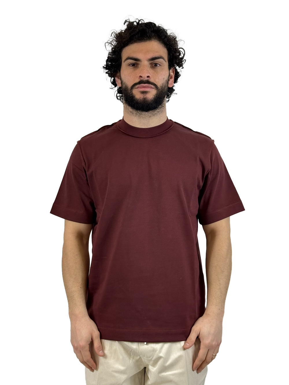 YES LONDON T SHIRT TAGLIO ROVESCIO XM4271 BORDEAUX