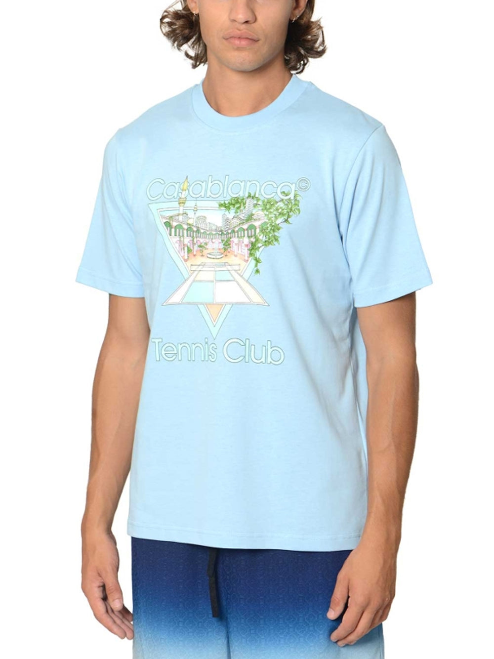 CASABLANCA TENNIS CLUB PASTELLE T-SHIRT PALE BLUE