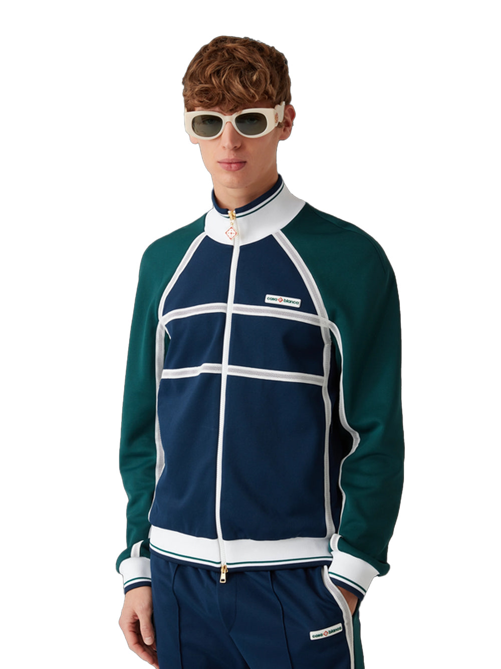 CASABLANCA MESH TAPE TRACK JACKET AND PANTS NAVY