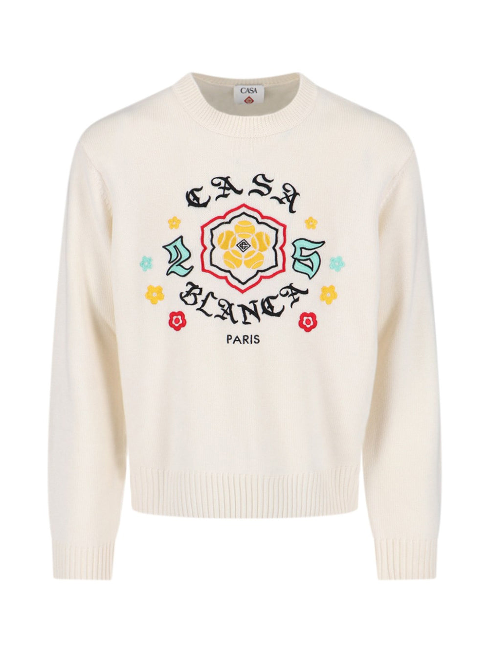 CASABLANCA EMBLEM MERINO KNIT CREW NECK MAGLIONE