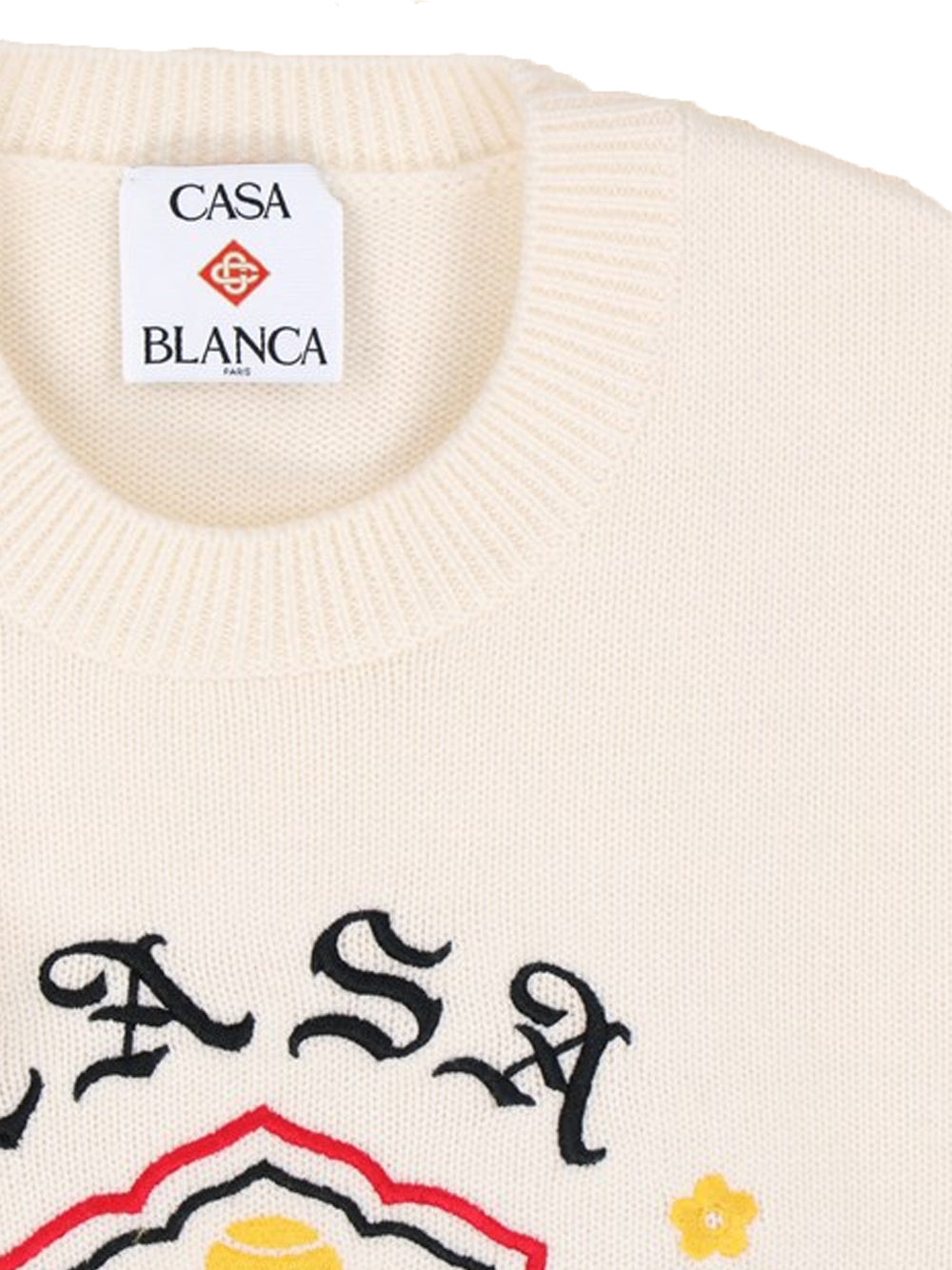 CASABLANCA EMBLEM MERINO KNIT CREW NECK MAGLIONE