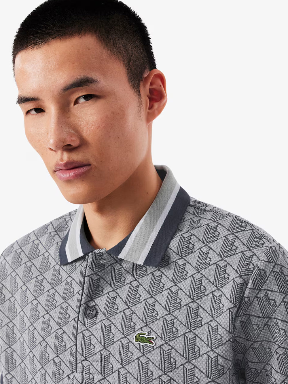LACOSTE POLO MONOGRAM DH1417 00 41 GRIGIA