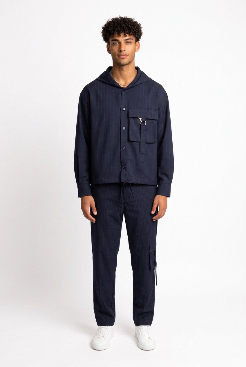 DARK LABEL PANTALONE GESSATO DRKP164 BLU