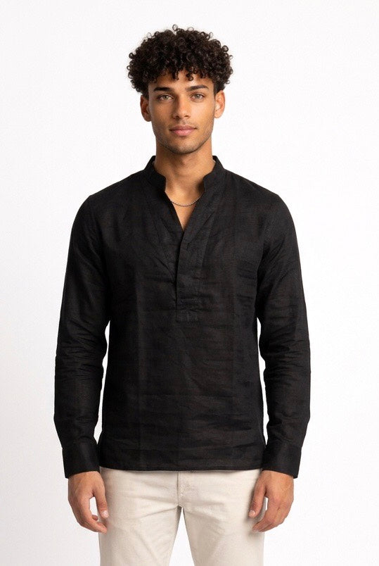 SEINSE CAMICIA DI LINO CE1124SS NERA