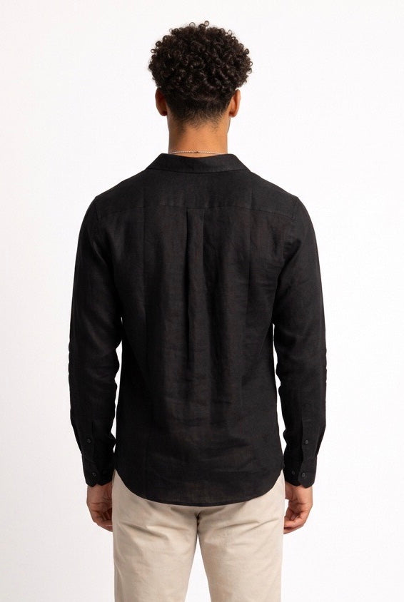 SEINSE CAMICIA DI LINO CE1081SS NERA
