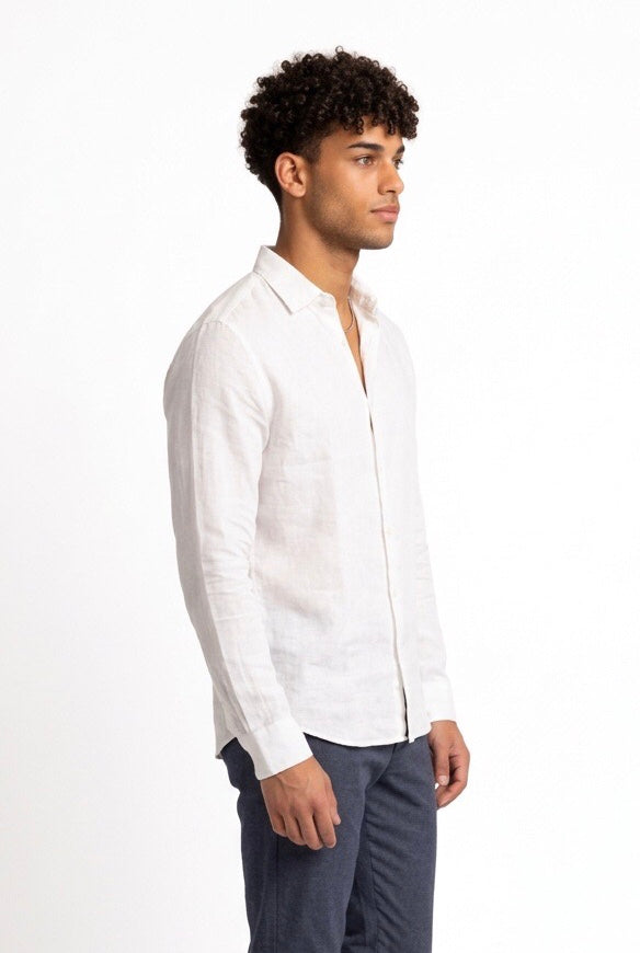 SEINSE CAMICIA DI LINO CE1081SS BIANCA