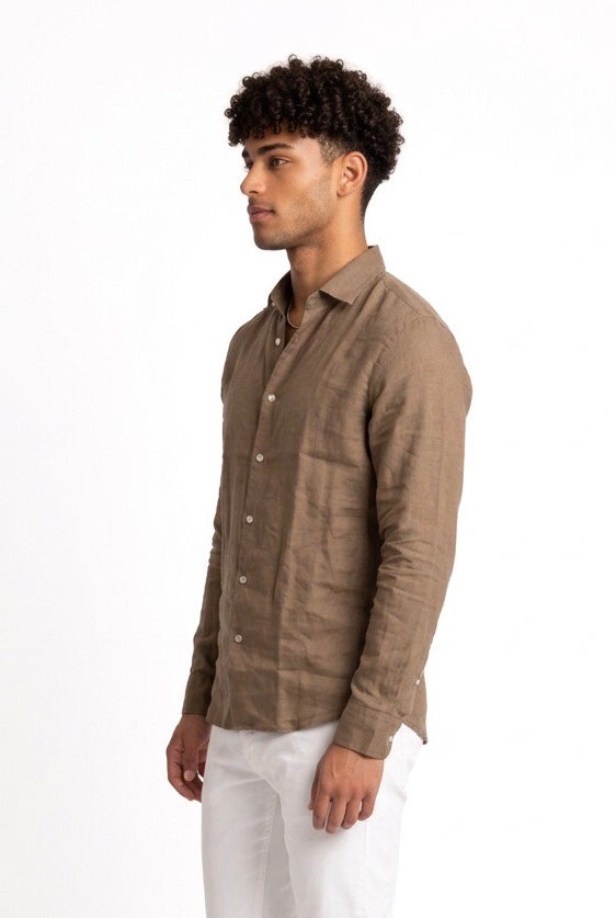SEINSE CAMICIA DI LINO CE1081SS MARRONE
