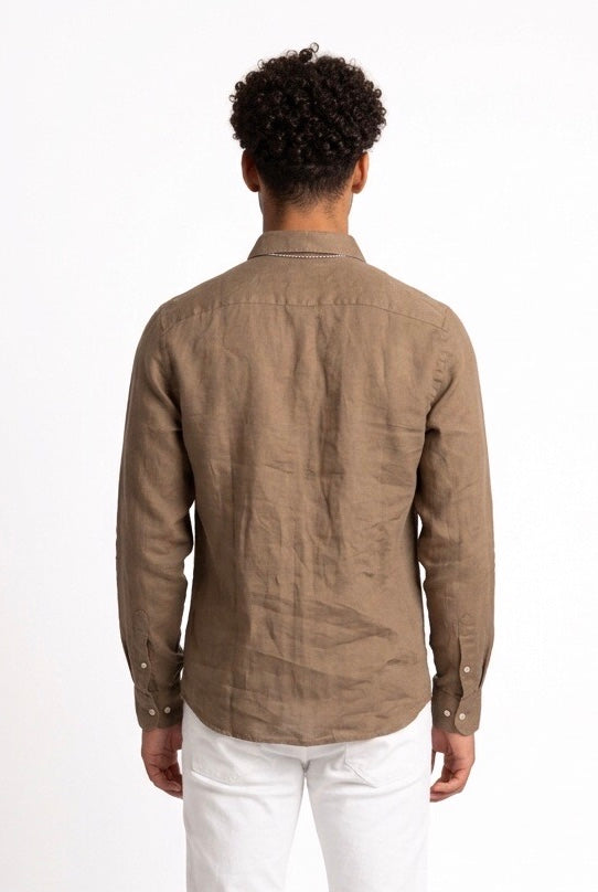 SEINSE CAMICIA DI LINO CE1081SS MARRONE