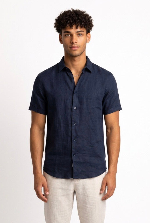 SEINSE CAMICIA DI LINO CE1083SS BLU