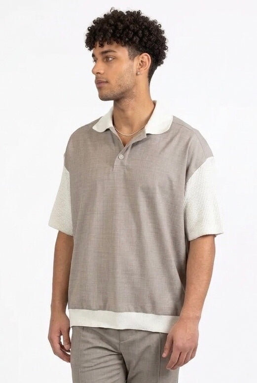 DARK LABEL POLO IN LANA DRKM852 BEIGE