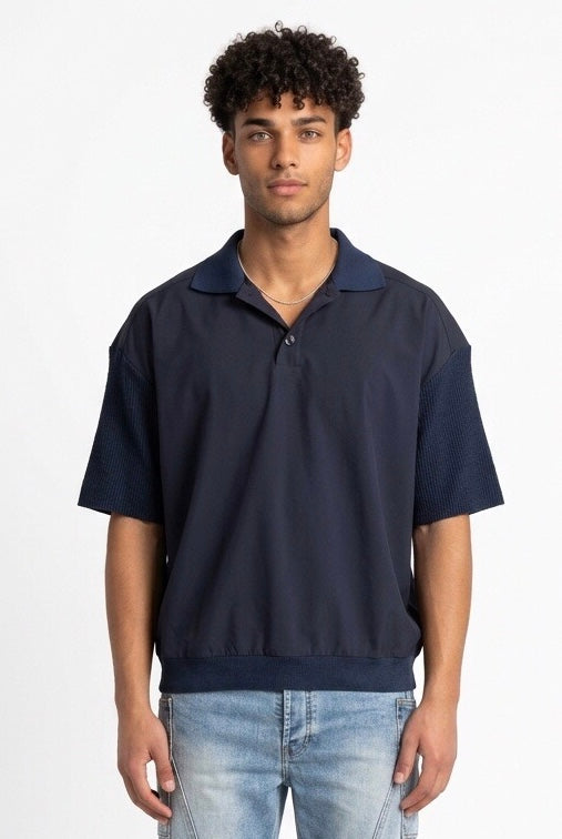 DARK LABEL POLO IN LANA DRKM852 BLU NAVY