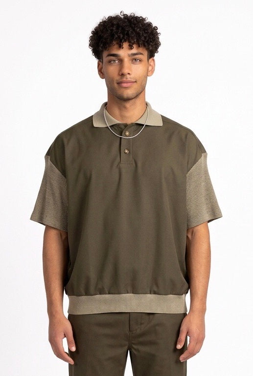 DARK LABEL POLO IN LANA DRKM852 MILITATE