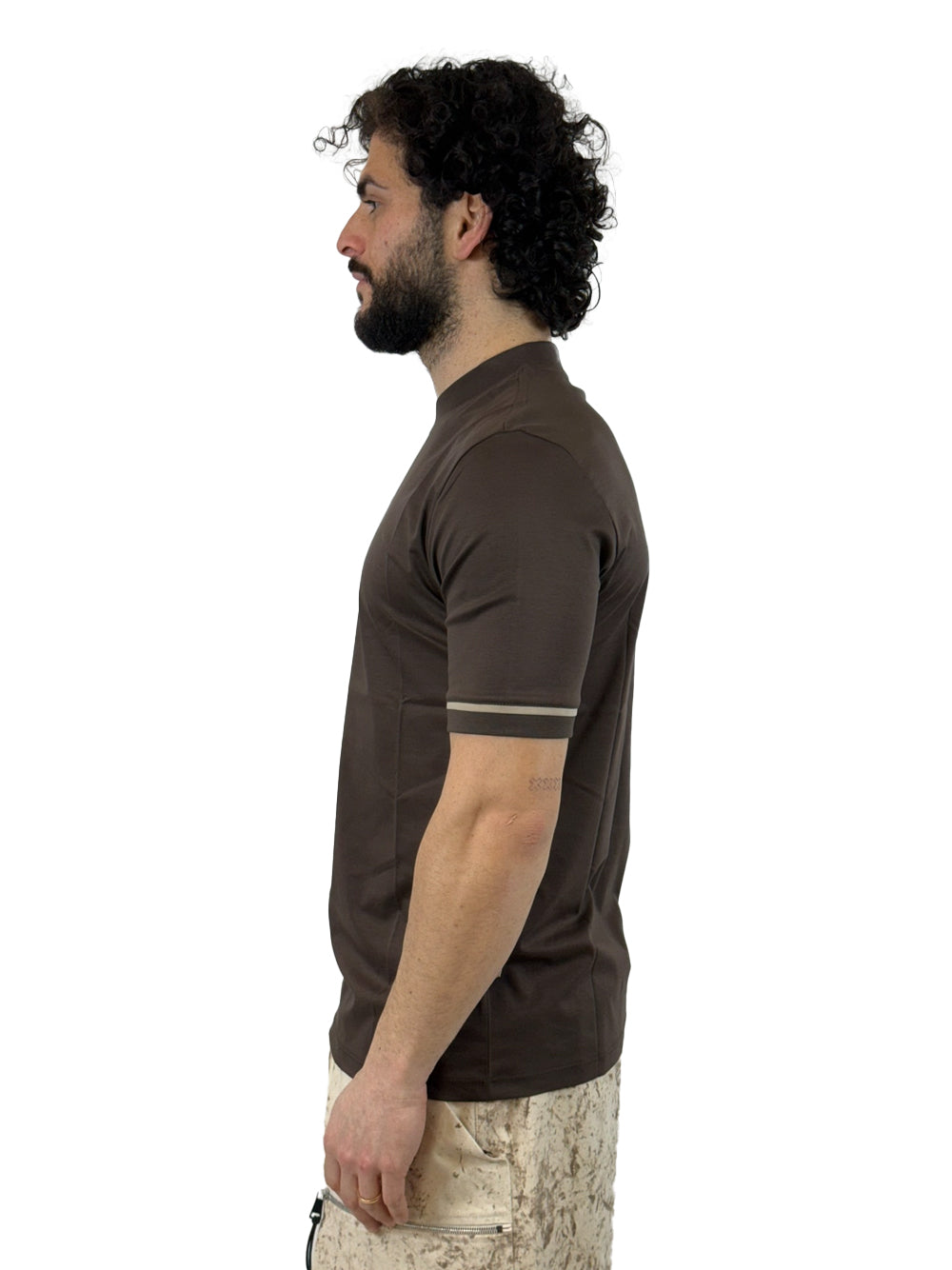 YES LONDON T SHIRT FASCETTA MANICA XM4292 MORO