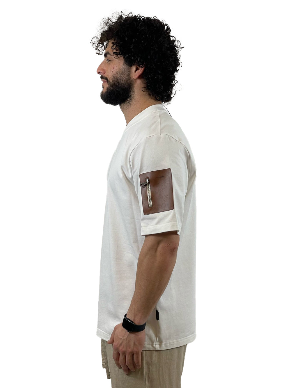 YES LONDON T-SHIRT BIANCA/CUOIO XM4170