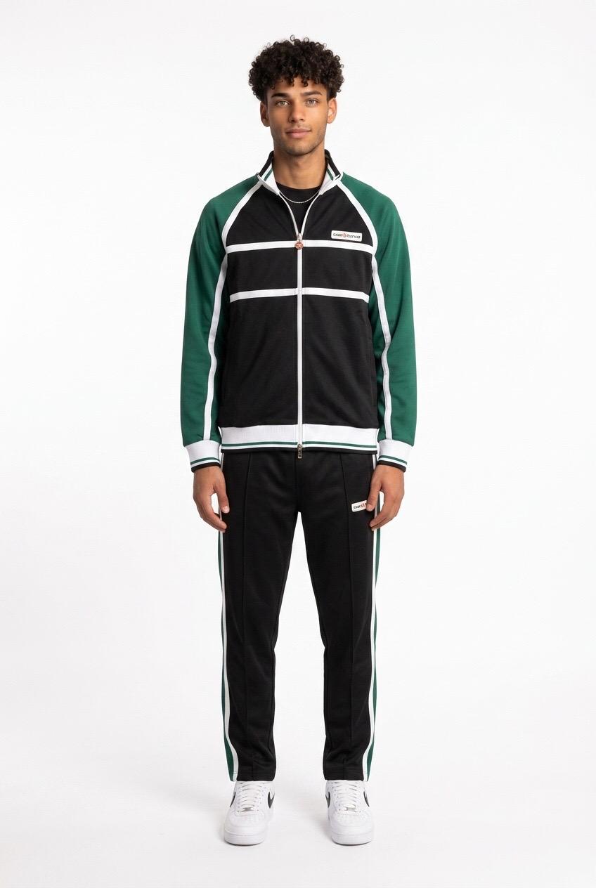 CASABLANCA MESH TAPE TRACK JACKET AND PANTS BLACK