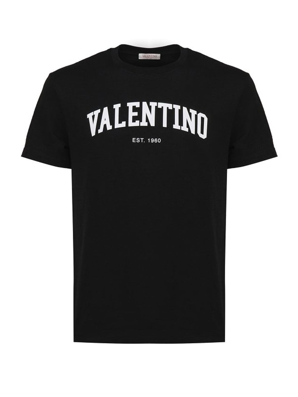 VALENTINO ロコフリントクルネックTシャツ 2V3MG13D964 0NI Valentino Men's Black 2V3MG13D964 Logo Print Crewneck Short