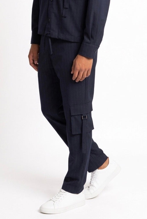 DARK LABEL PANTALONE GESSATO DRKP164 BLU